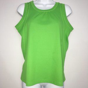 LLBean Womens S Green Reflective 100% Polyester Sleeveless Breathable Tank Top
